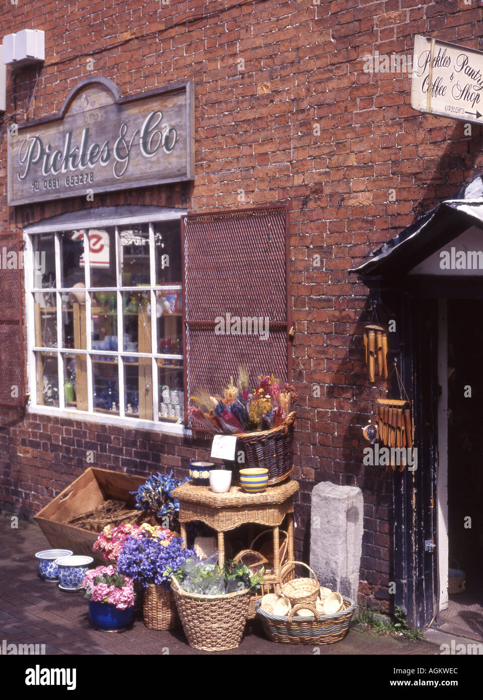 Window and doorway to Pickles Co shop and cafe Oswestry Shropshire England Great Britain UK Stock Photo