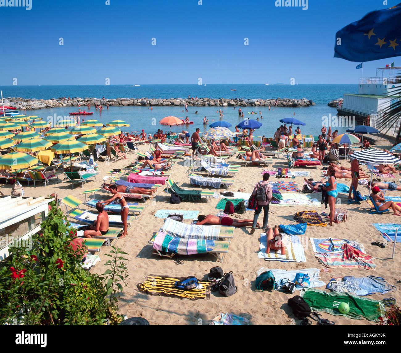 Italy Liguria Riviera di Ponente San Remo beach Stock Photo