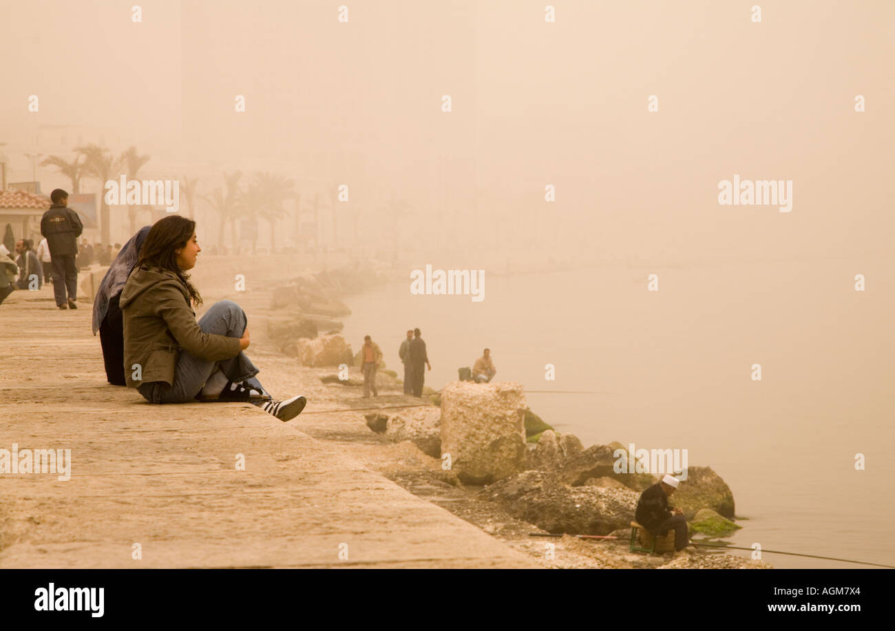 Waterfront at Alexandria Egypt Stock Photo