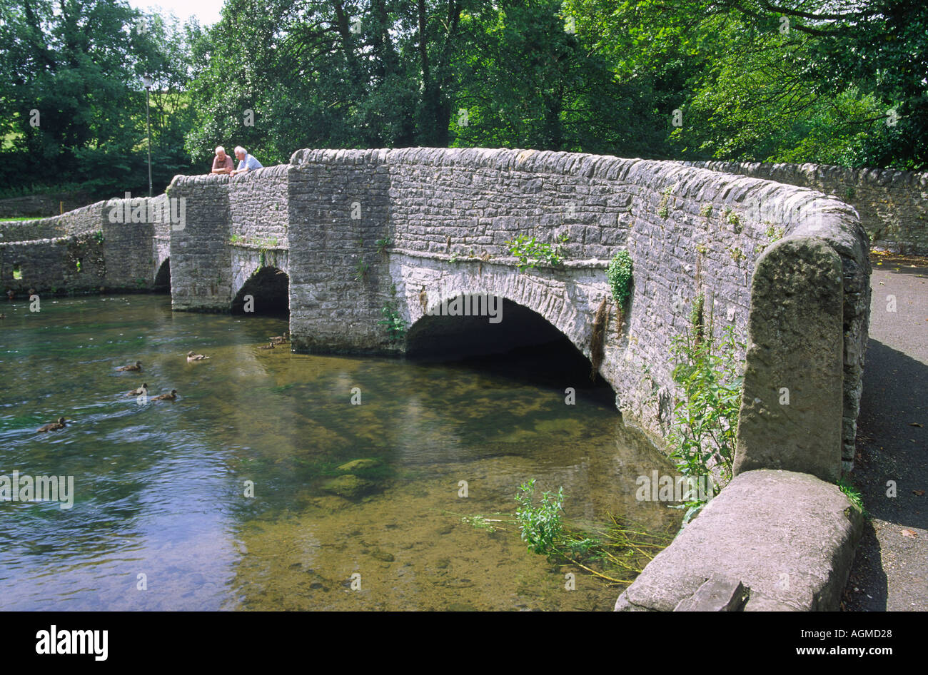 Old Road Bridge in Ashford in the Water Peak District Stock Photo
