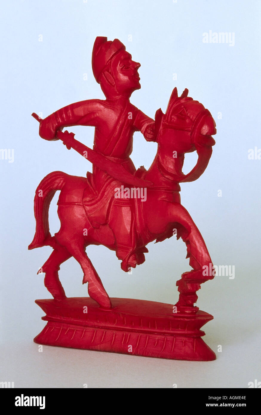 Red Ivory Chess Knight Stock Photo