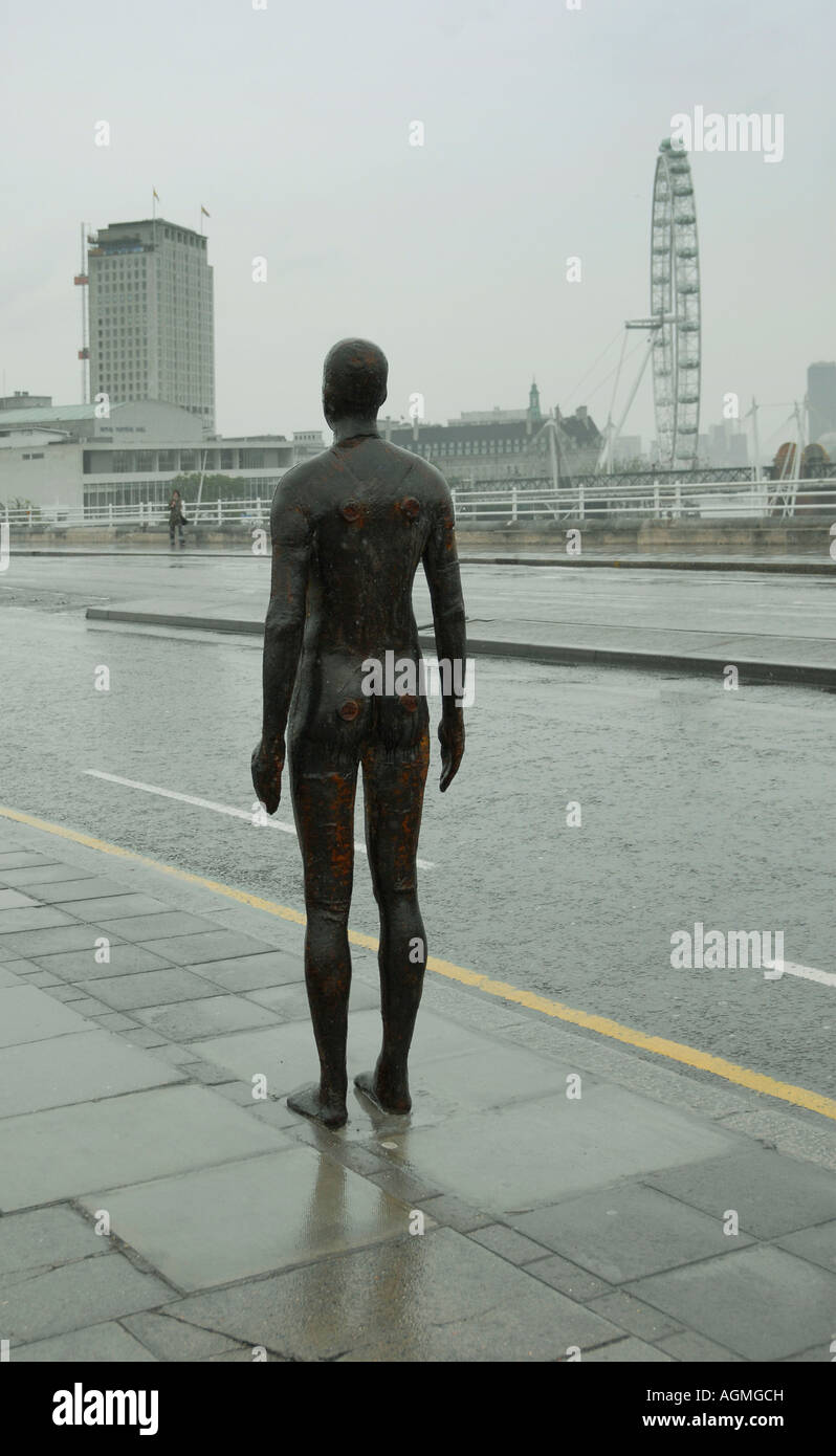 Anthony Gormley sculpture on Waterloo Bridge London Stock Photo Alamy