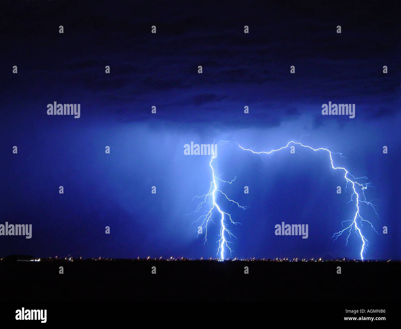 Double Lightning Strike Stock Photo - Alamy