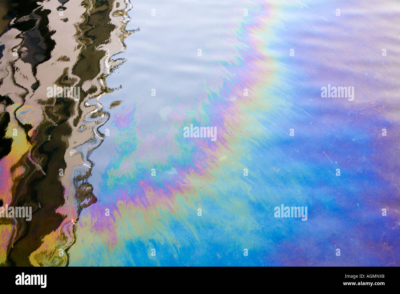 Colourful Diesel Oil Slick on the Nile River Aswan Egypt Stock Photo - Alamy