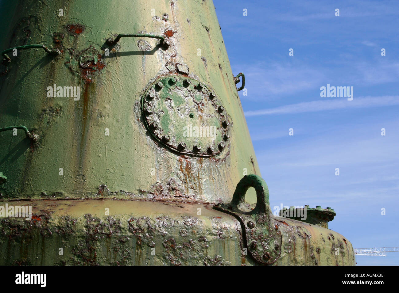 seawater corrosion on a harbour buoy Stock Photo