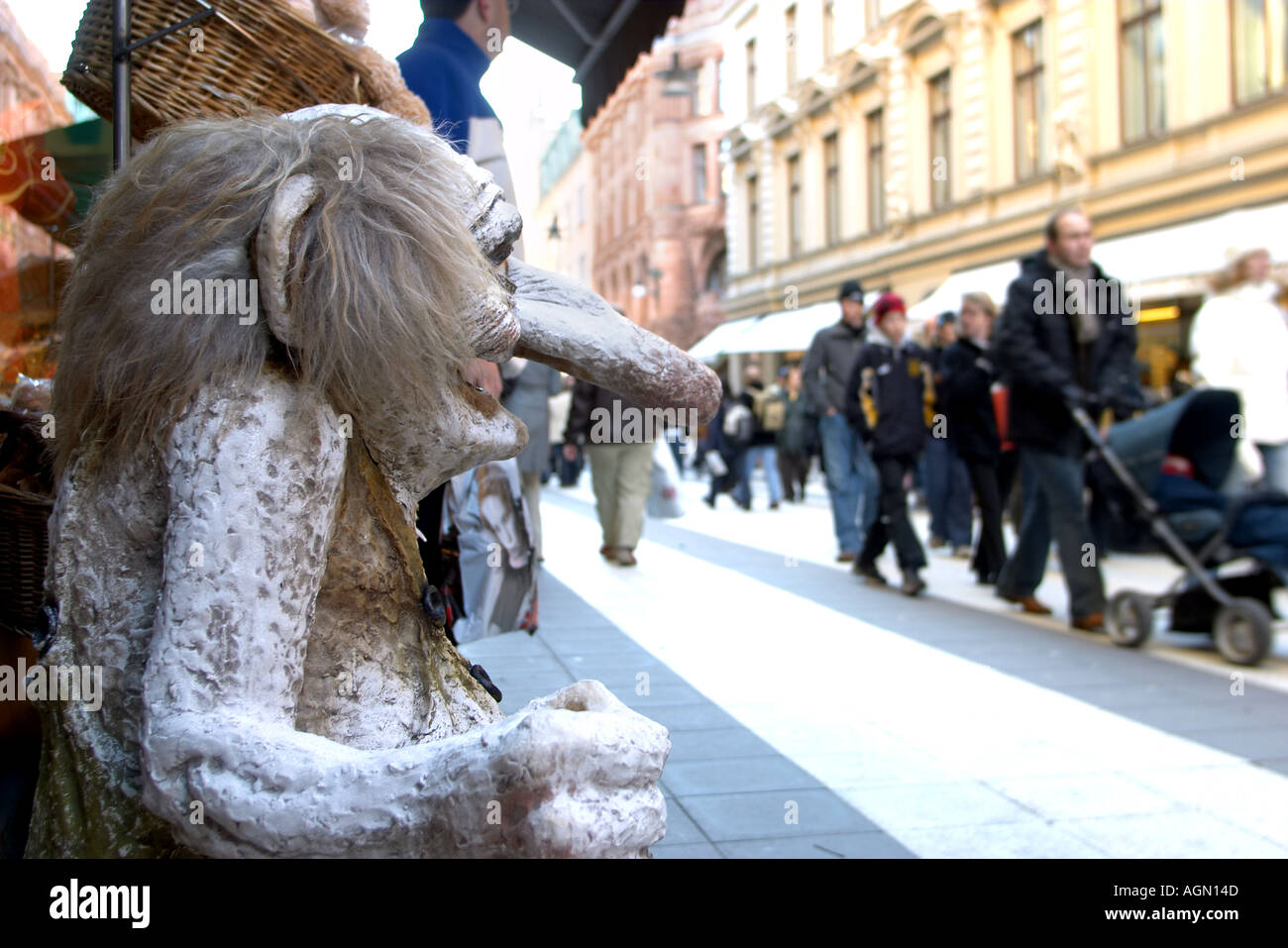 Troll with a big nose at a shop in Gamla Stan Stockhoms Old Town ...