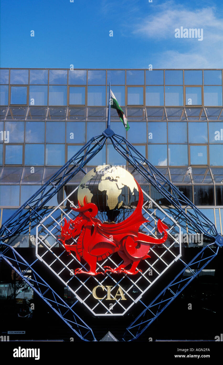 Red dragon symbol of the Cardiff Indoor Arena CIA cardiff city centre South Glamorgan South Wales GB UK EU Europe Stock Photo
