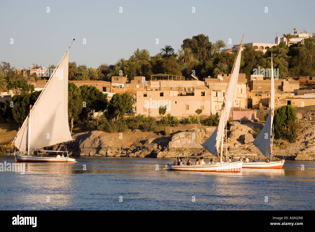 Felucca Sailing Boat on the River Nile Aswan Egypt Stock Photo - Alamy