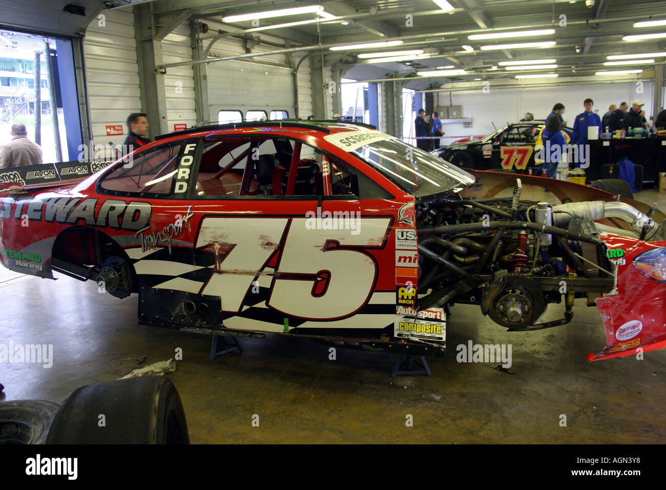 V8 Nascar Stock Car In The Pit Garage Stock Photo 8141815 Alamy