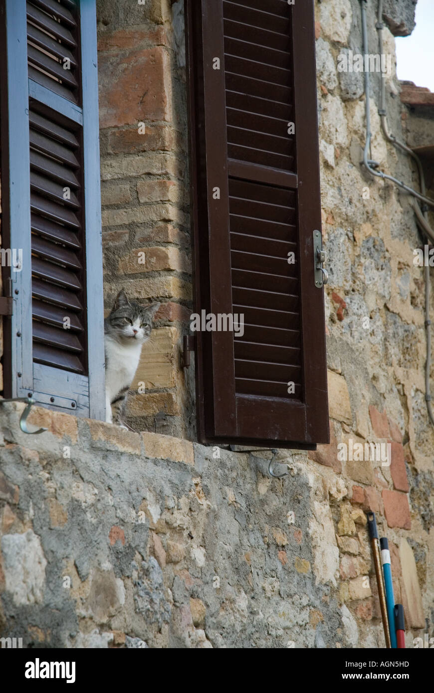 Italian window Tuscany Italy Stock Photo