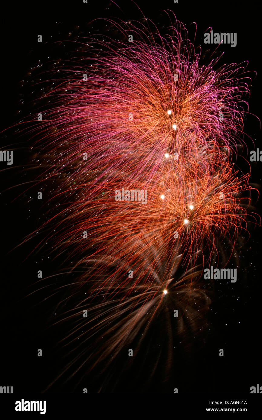Firework display in Cambridge, England. Stock Photo