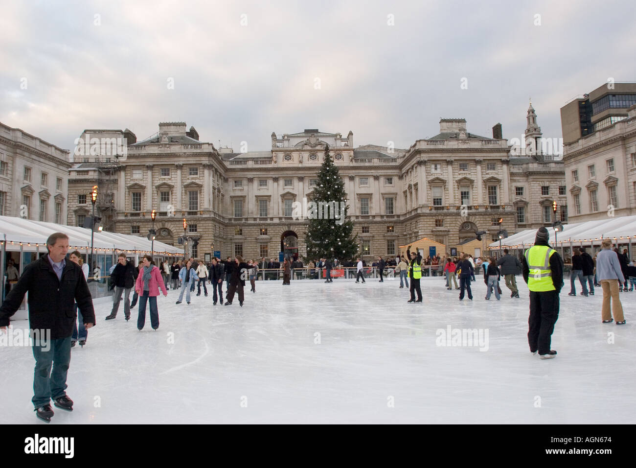 Ice Skaters at Somerset House The Strand London during the Christmas ...