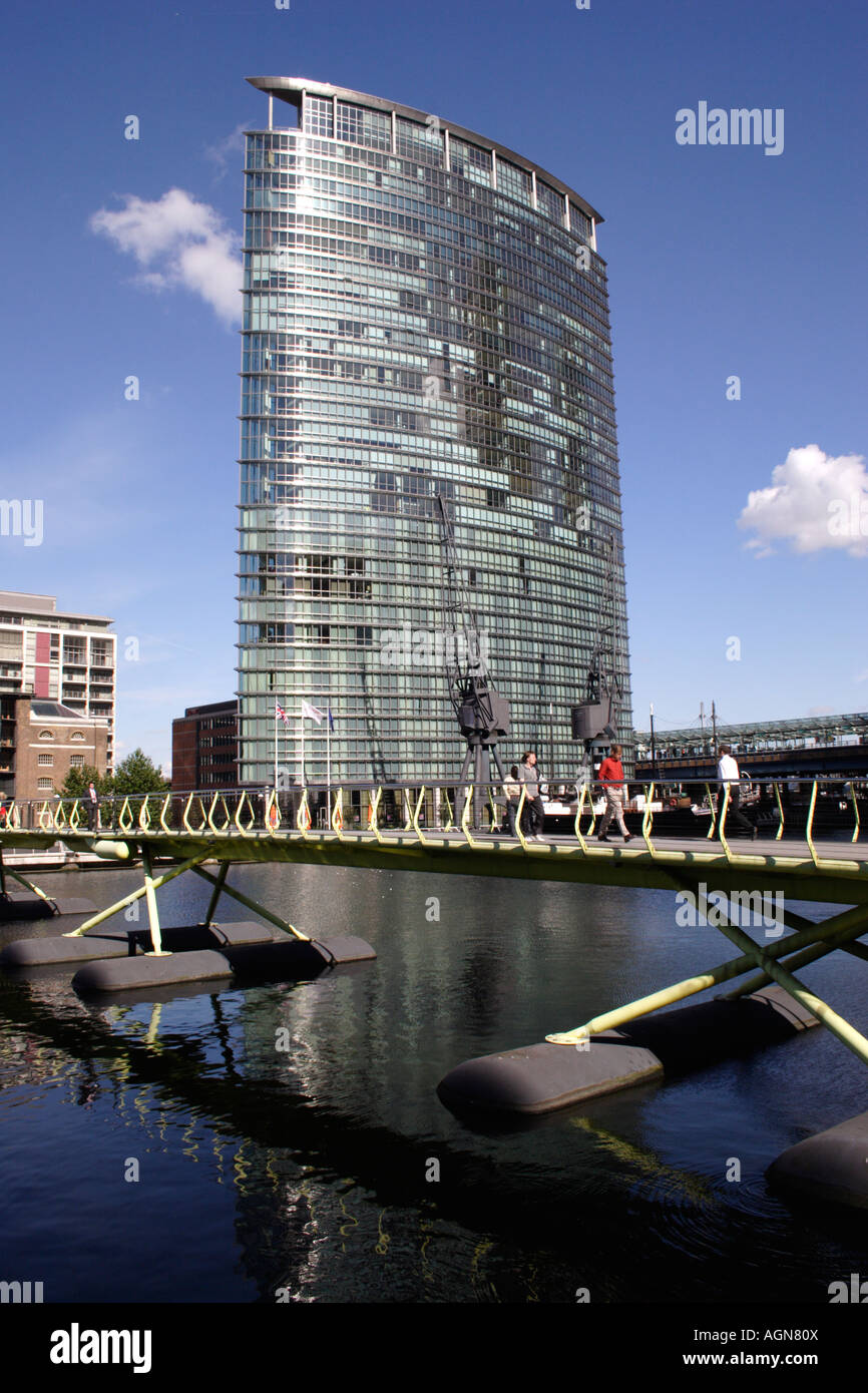 Bridge and Hotel Marriott West India Quay Docklands London Stock Photo ...