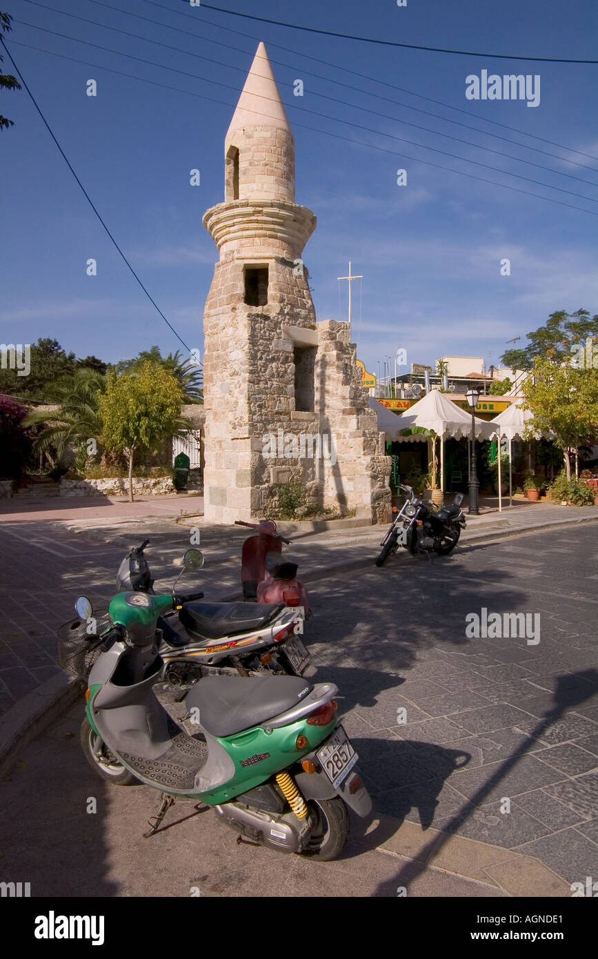 dh KOS TOWN GREECE KOS Motor bike scooter streets near tower minaret Stock  Photo - Alamy