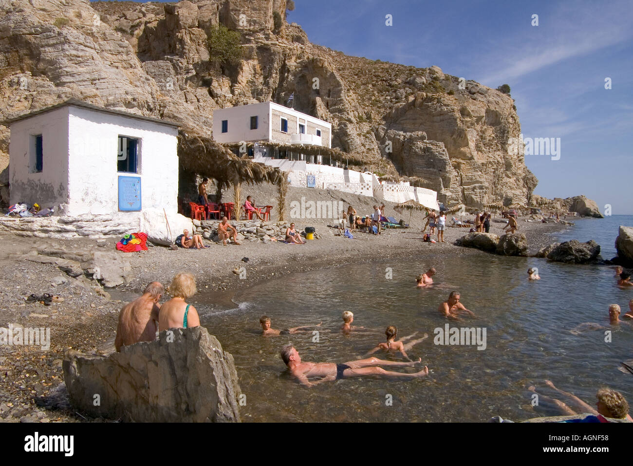 dh Thermes beach THERMES GREECE KOS People bathing in hot springs Stock