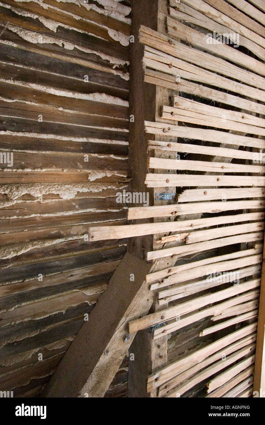 Traditional lath and plaster wall with laths exposed Stock Photo - Alamy