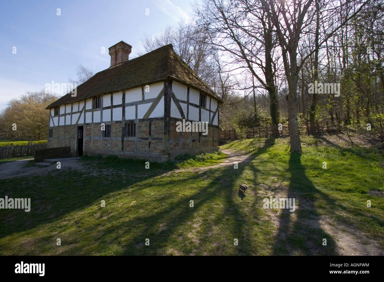 Ancient timber framed cottage Stock Photo