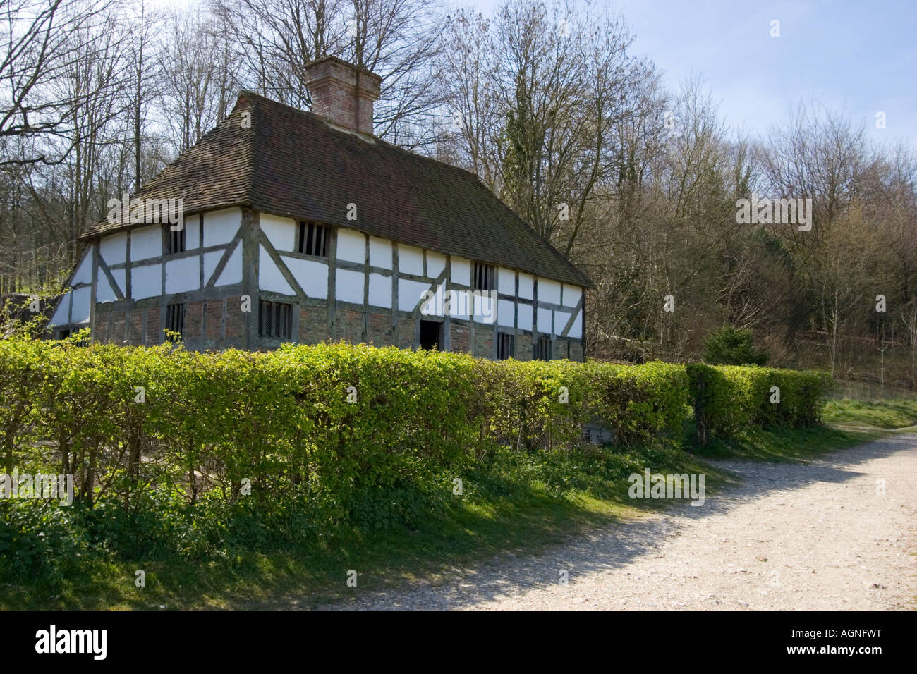 Ancient timber framed cottage Stock Photo