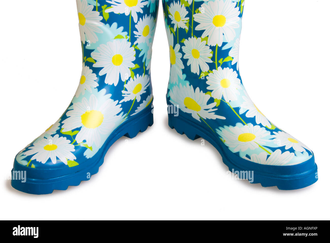 floral patterned wellington boots Stock Photo