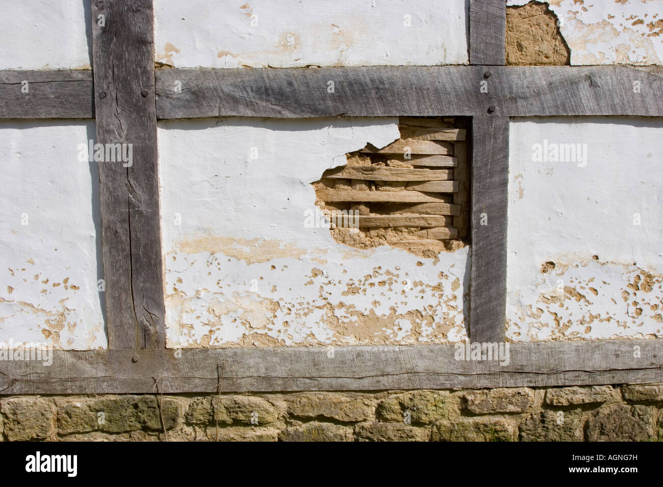 Traditional lath and plaster wall with laths exposed Stock Photo Alamy