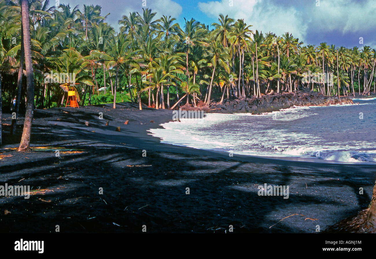 Kalapana's famous black sand beach Hawaii seen in the 1980s it was