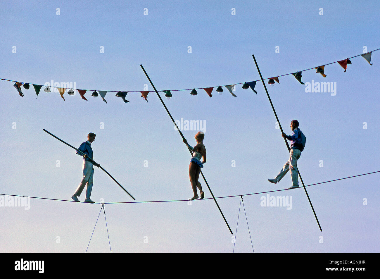 High wire balancing act New York World's Fair 1964 Stock Photo