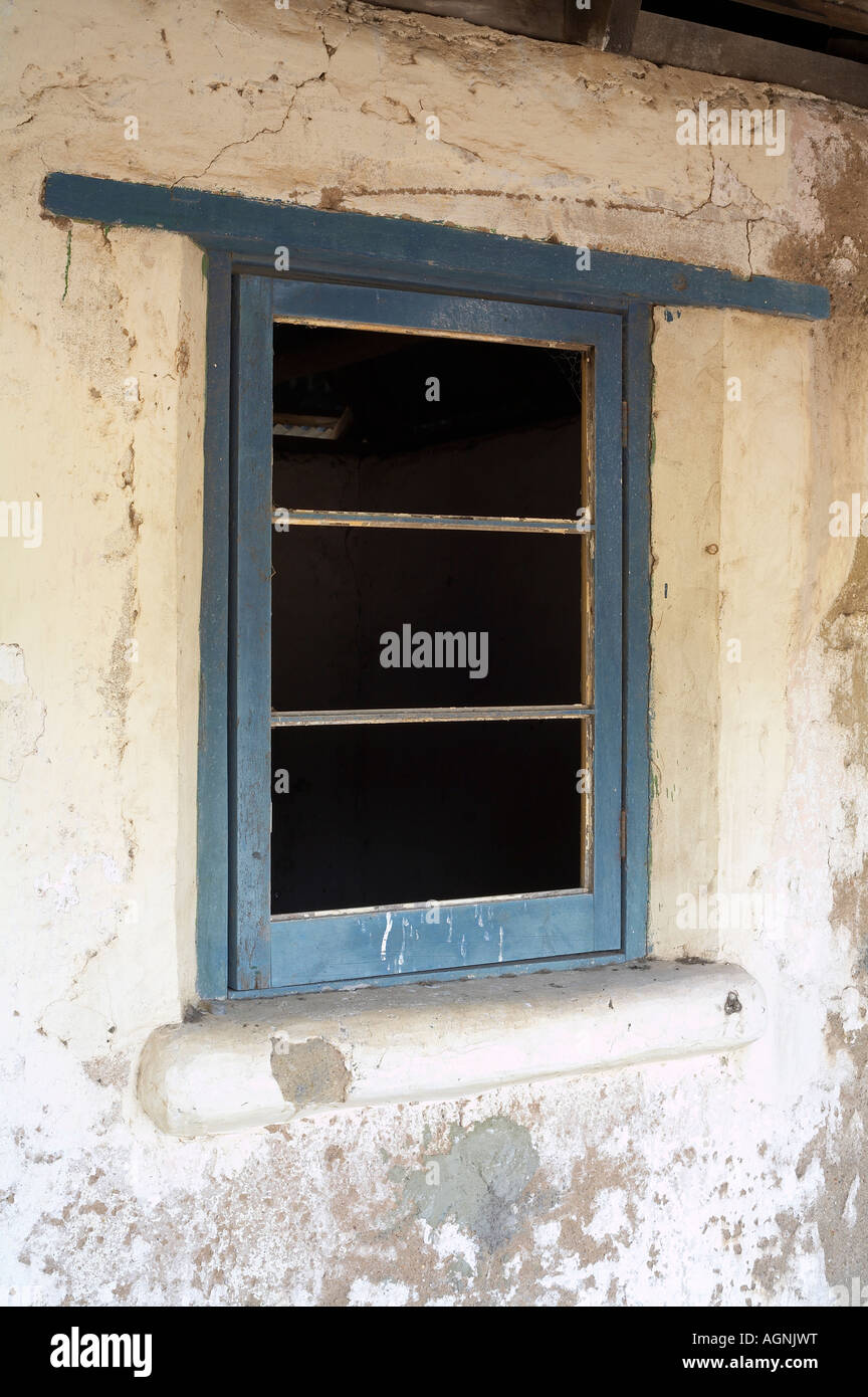 wooden window frame on an abandoned colonial era homestead in the Australian bush Stock Photo
