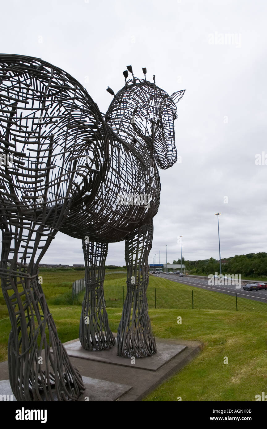 The Glasgow Horse symbolic sculpture marks M8 business park beside main