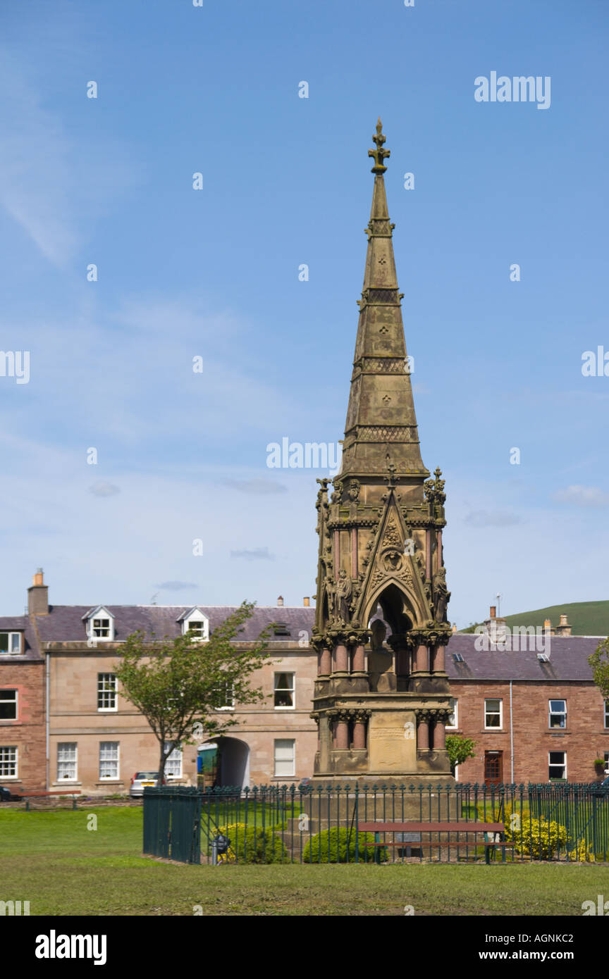 Denholm village green Scottish Borders UK with memorial to John Leyden