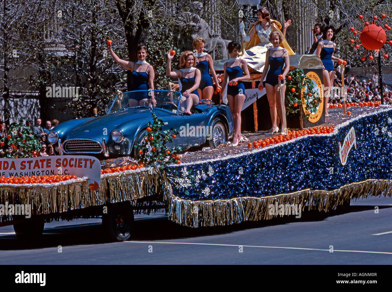 Florida Gold parade float Washington DC 1963 Stock Photo Alamy