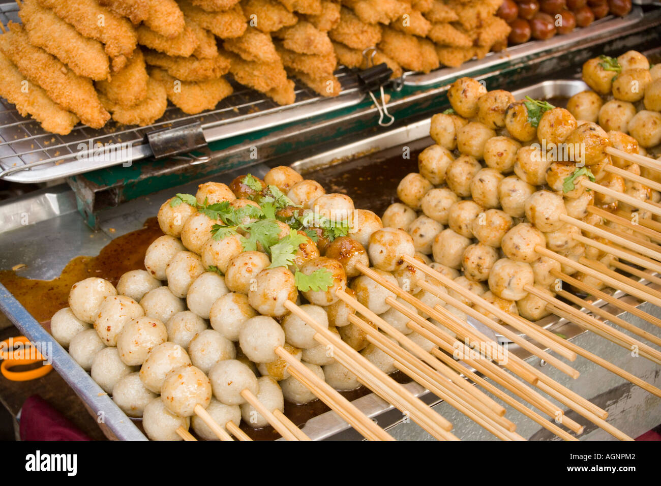 Thai food offered at Suan Chatuchak Weekend Market Bangkok Thailand Stock Photo