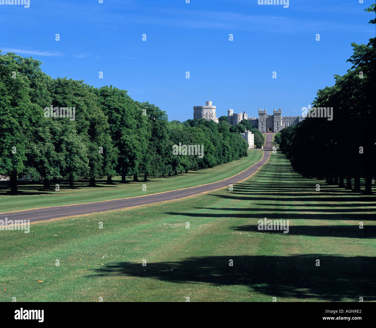 View of Windsor castle from the long walk Stock Photo