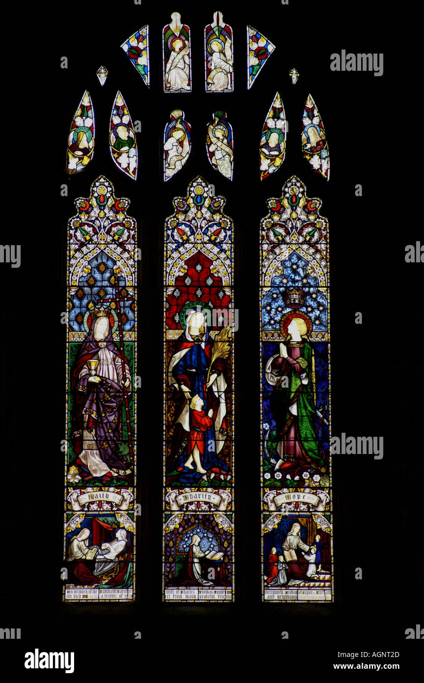 Stained glass windows in the Nave cathedral church of St Peter and St
