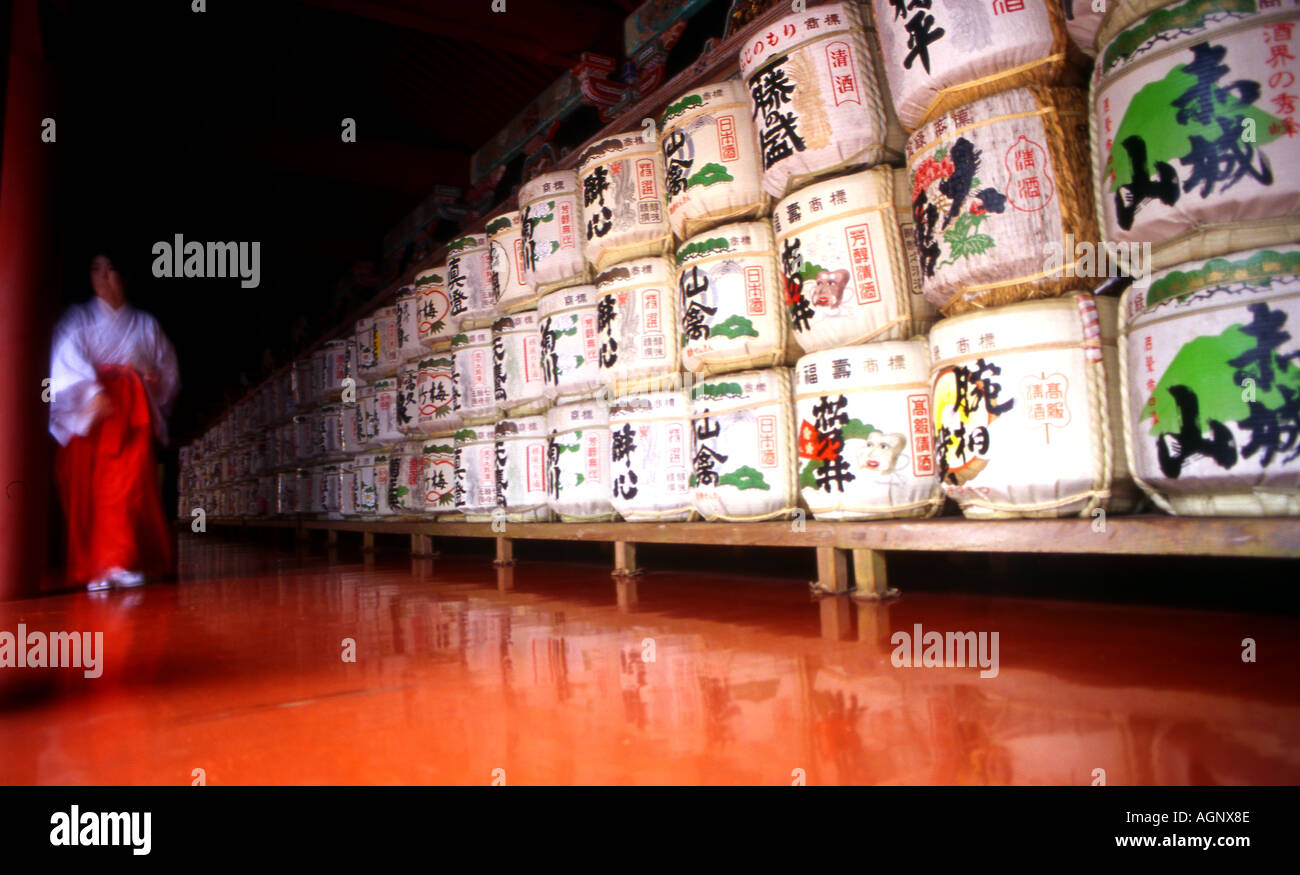 Stacked up drums at a Japanese temple Stock Photo Alamy
