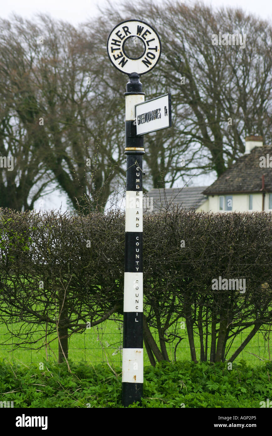 Cumberland County Council road sign, Cumbria, England Stock Photo