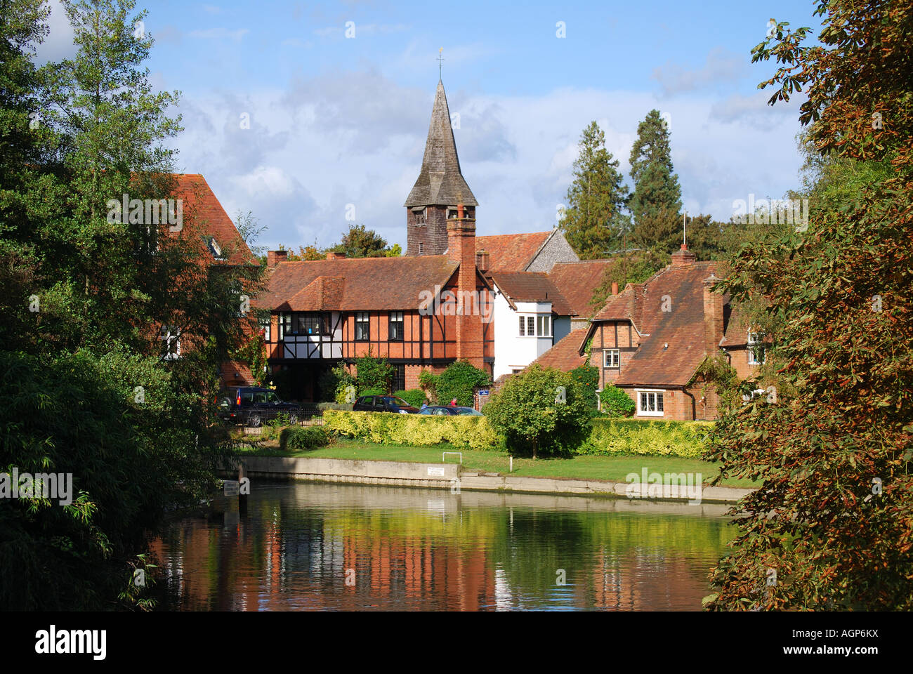 Whitchurch-on-Thames village across River Thames, Oxfordshire, England, United Kingdom Stock Photo