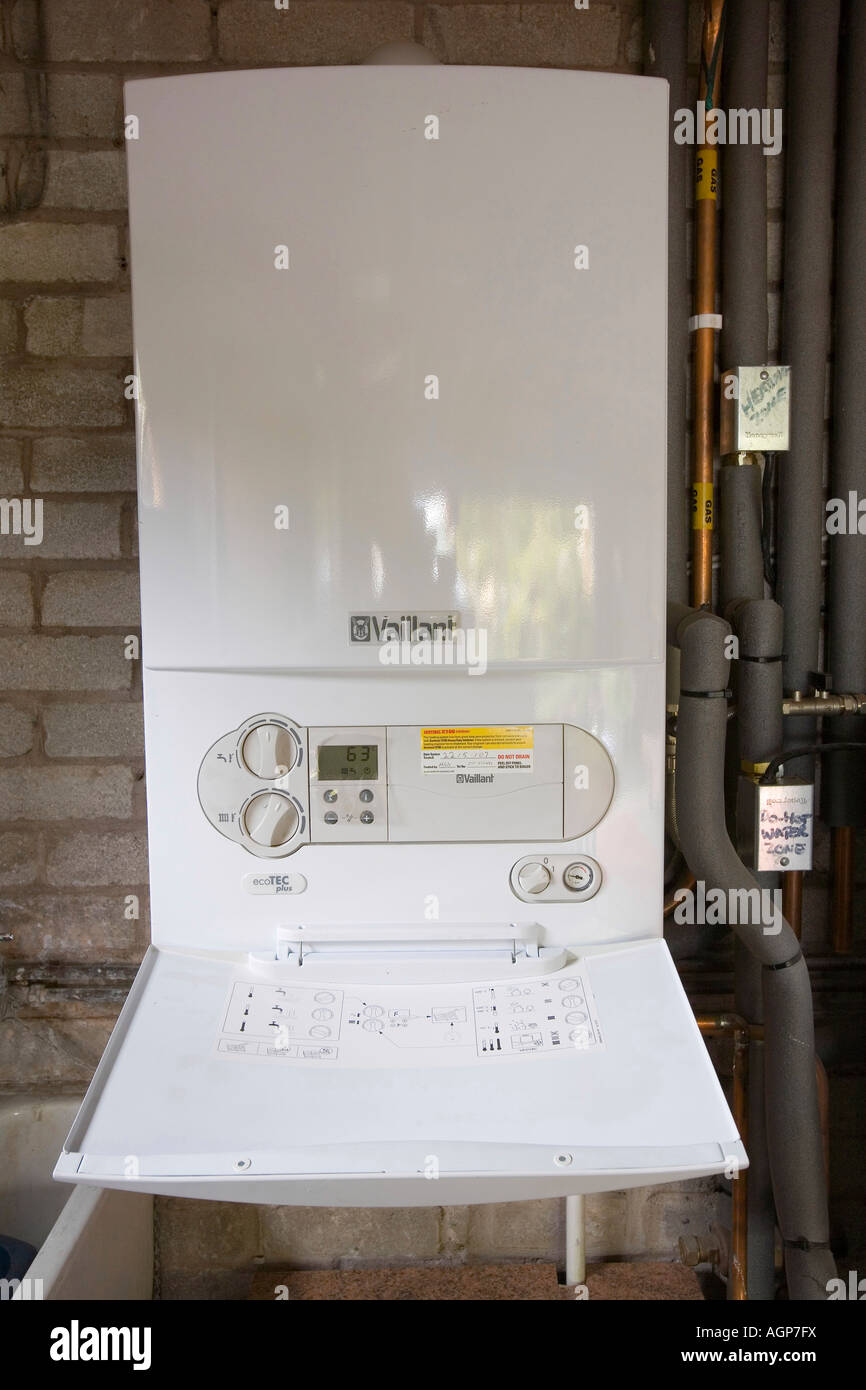 A modern condensing gas central heating boiler Stock Photo Alamy