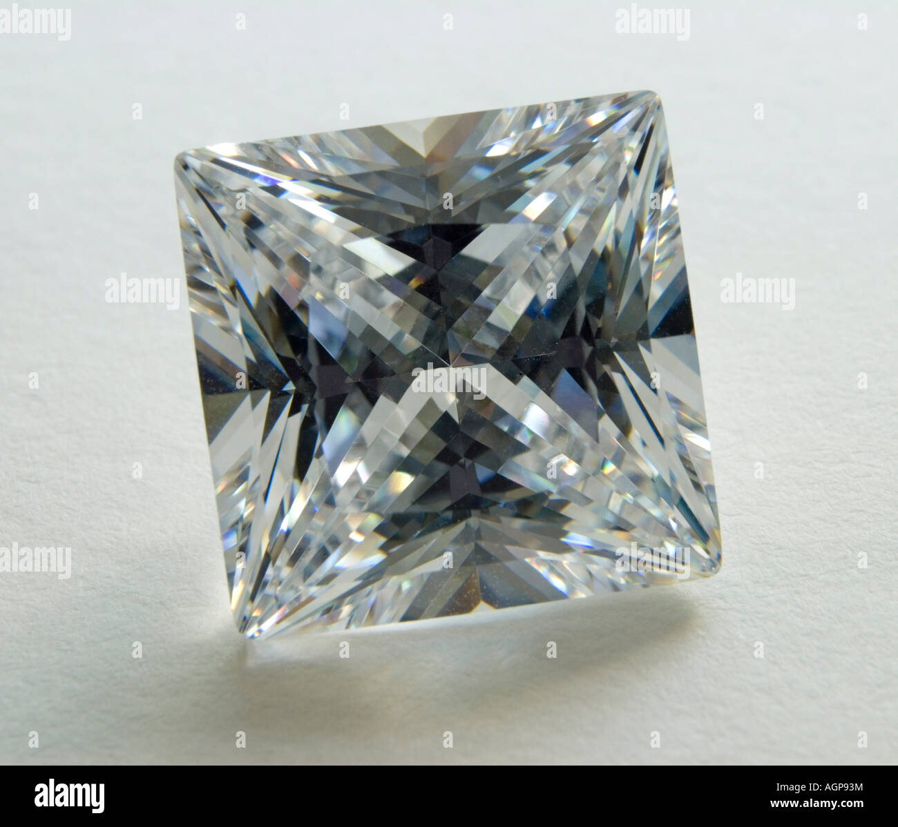 Princess cut Diamond (lab-created cubic zirconia) Stock Photo