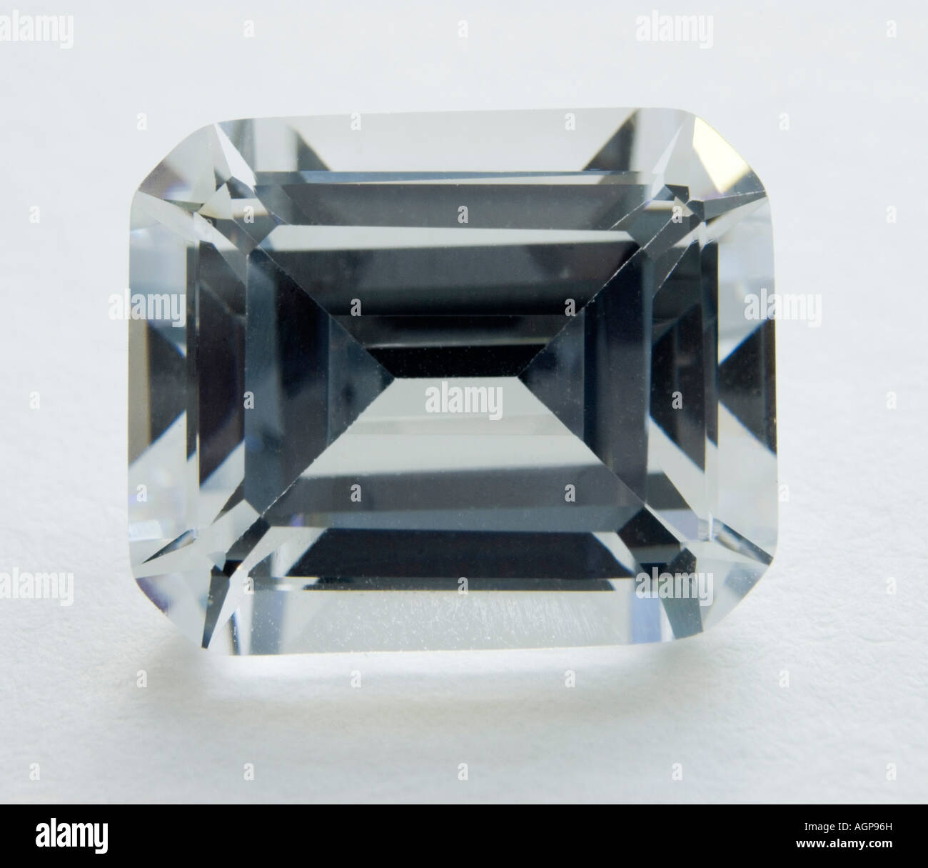 Emerald cut Diamond (lab-created cubic zirconia) Stock Photo