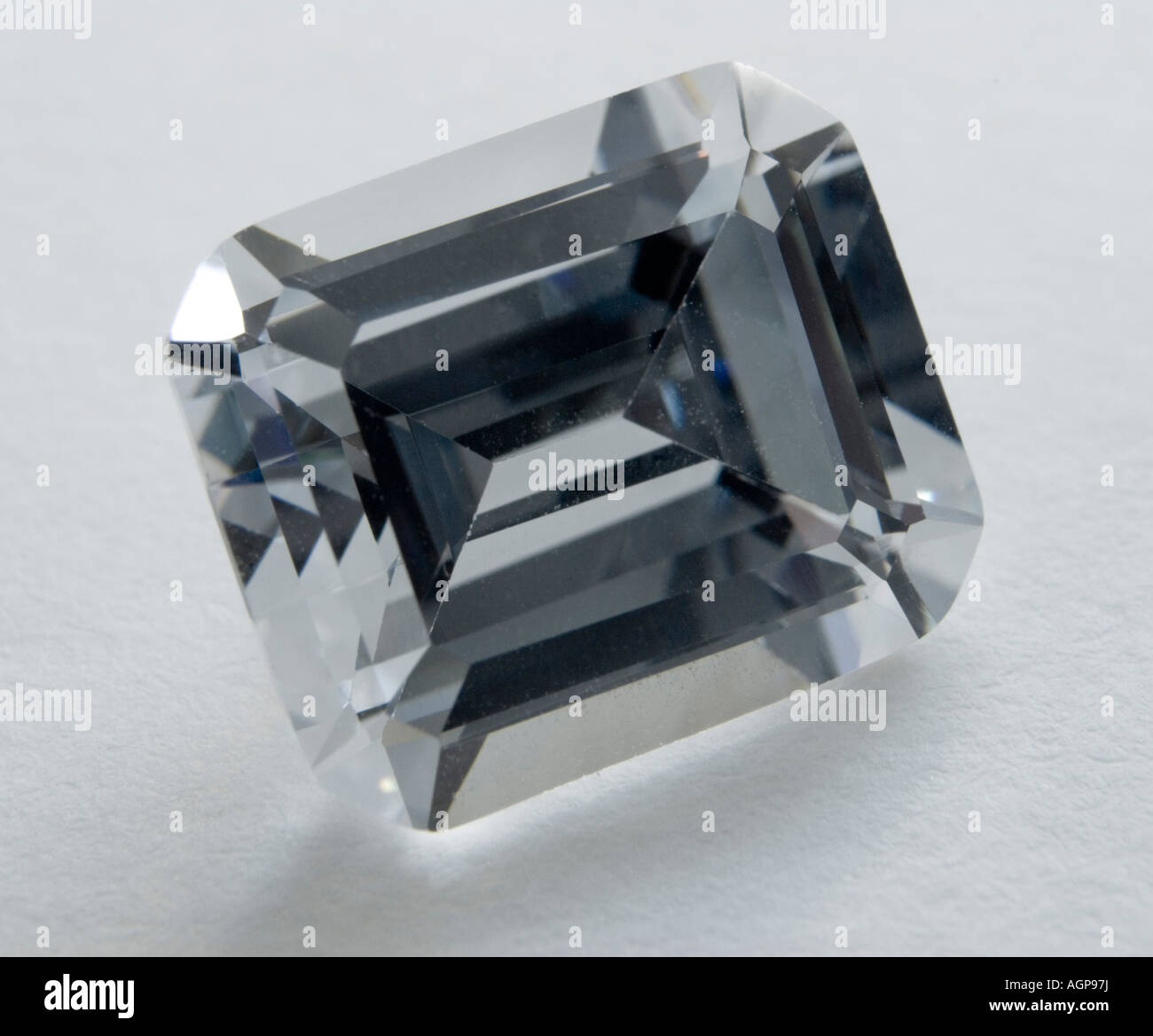 Emerald cut Diamond (lab-created cubic zirconia) Stock Photo