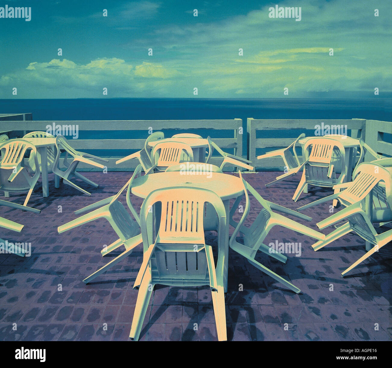 Plastic chairs on terrace Mombasa Kenya Africa Stock Photo Alamy