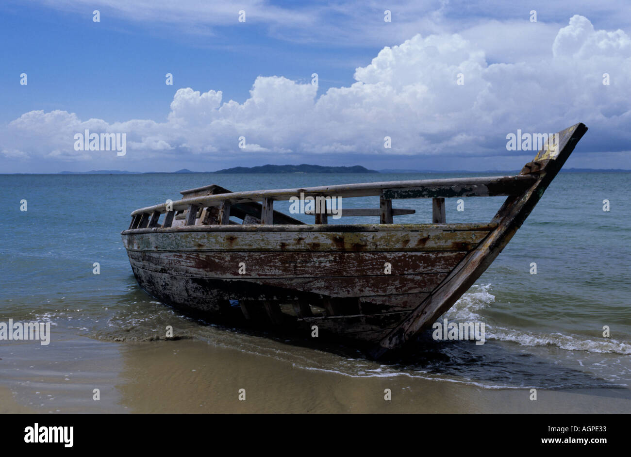 shipwreck on the beach of the Ilha de Itaparica island Stock Photo
