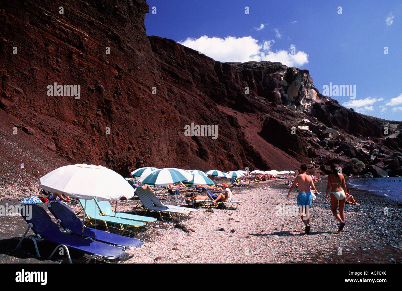 People at beach / Santorin / Menschen am Strand Stock Photo