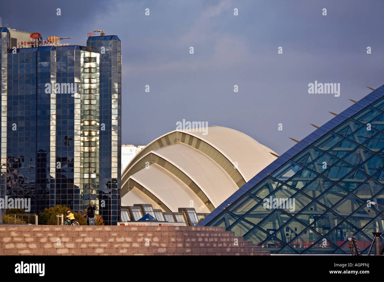 The Clyde Auditorium Science Centre and Crown Plaza hotel Pacific Quay