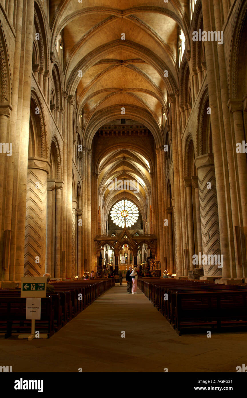 The Nave And Rose Window Durham Cathedral England United