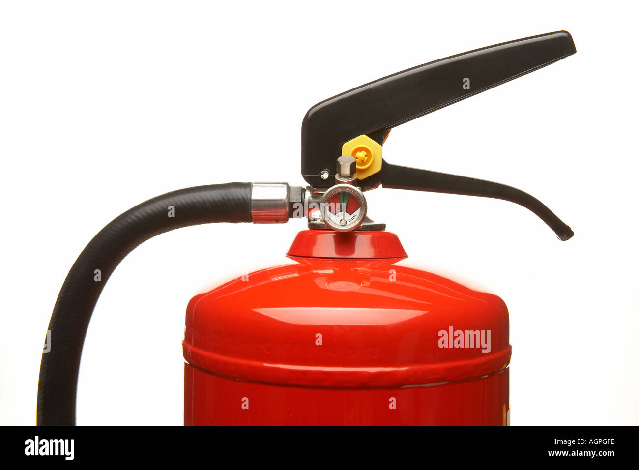 RED FIRE EXTINGUISHER SHOWING PRESSURE GAUGE Stock Photo Alamy