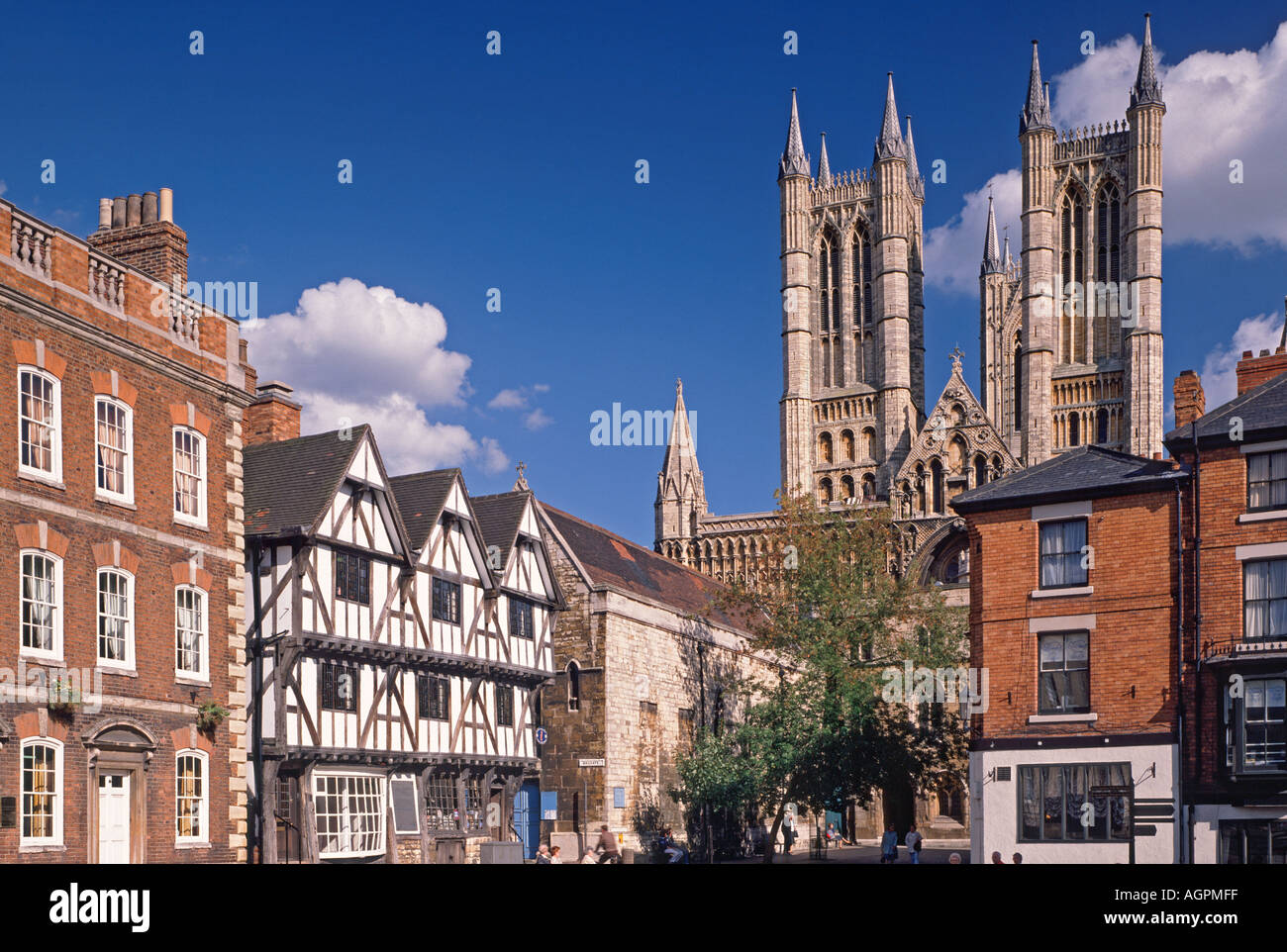 Castle Square and Cathedral, Lincoln, Lincolnshire, England, UK Stock