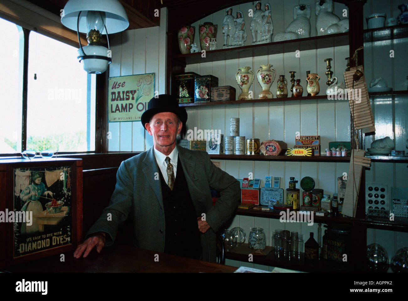 Man in old Post Office / Mann in altem Postamt Stock Photo Alamy
