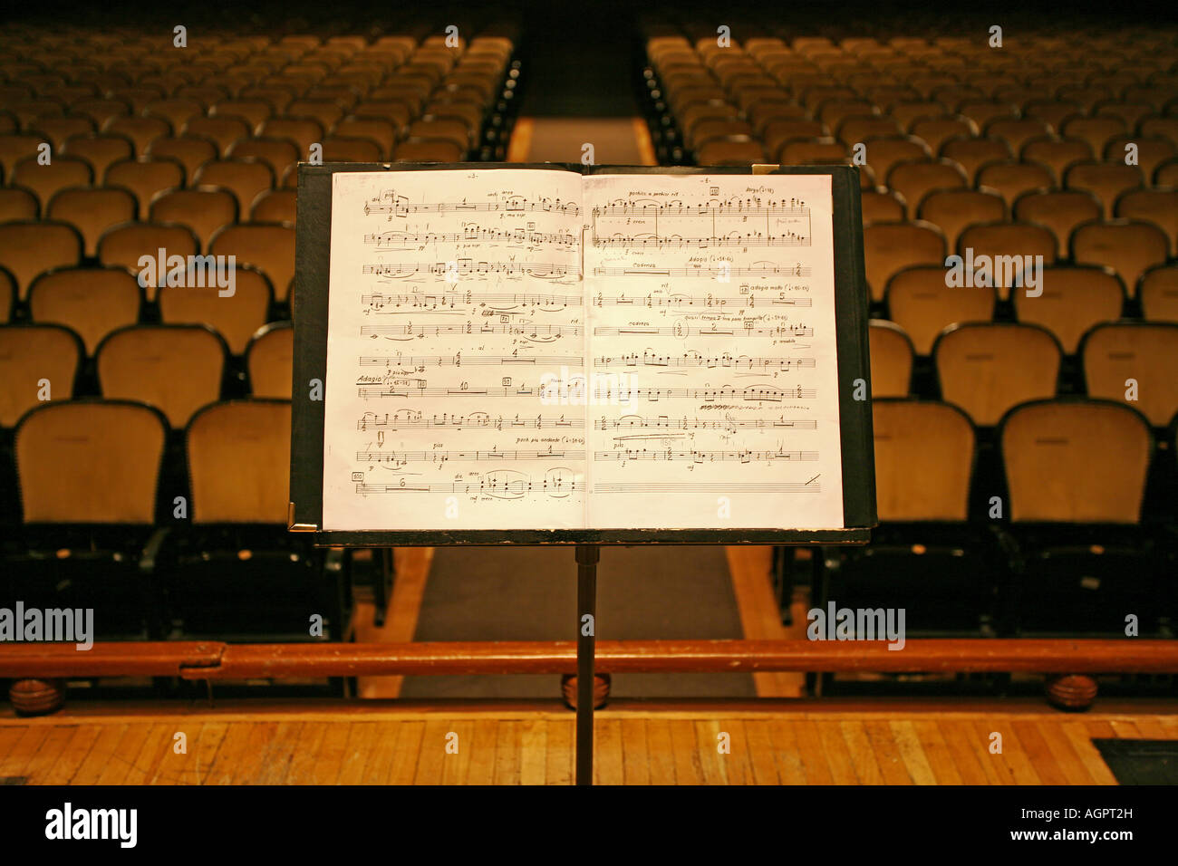 music stand and chairs in a theater auditorium or opera Stock Photo