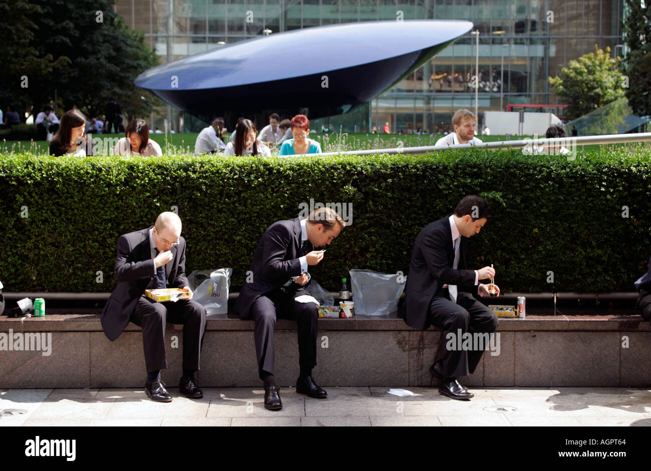 Office workers at Lunchtime Canary Wharf London England Britain UK Stock Photo